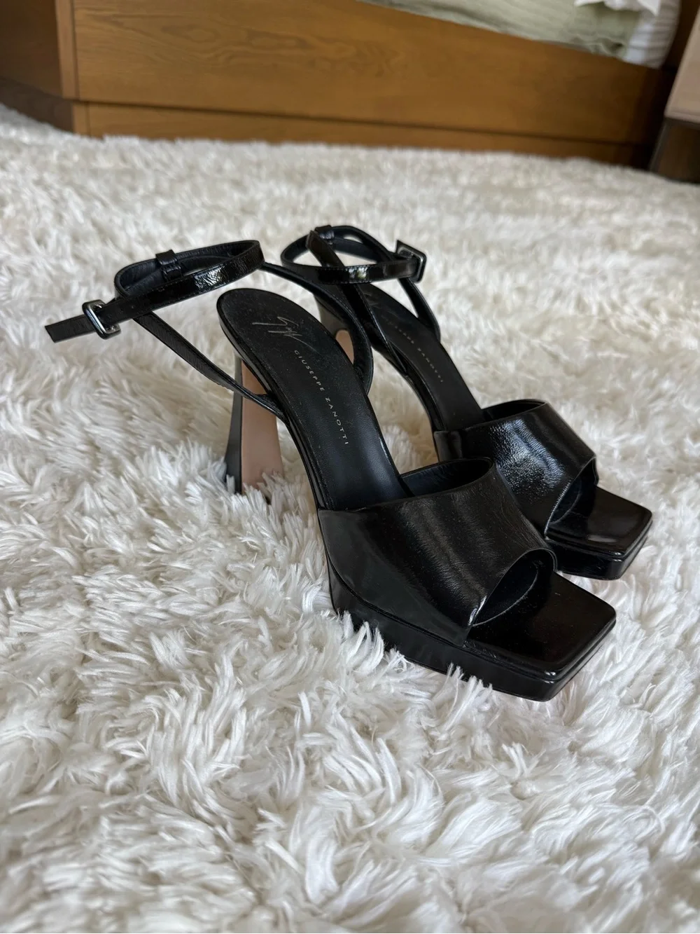 Giuseppe Zanotti Black Patent Platform Slingback Sandals (NWOT)